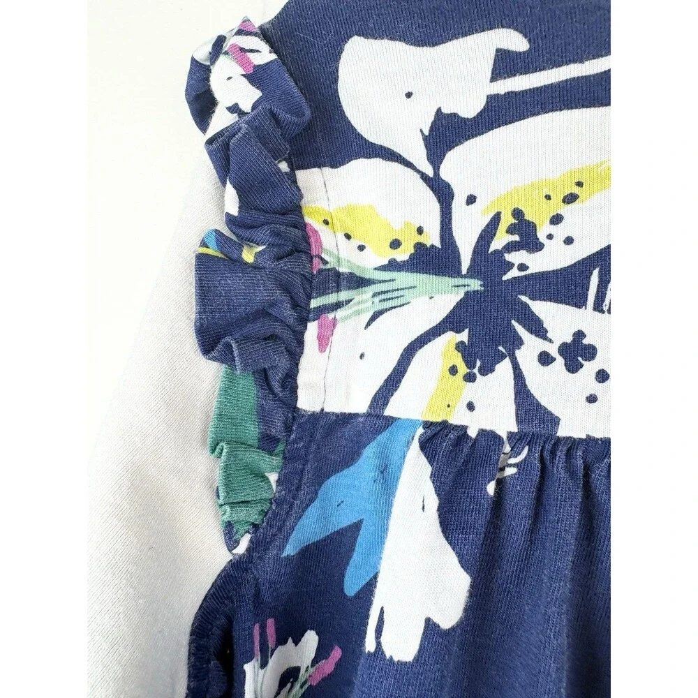 Tea Collection Dress 10 Long Sleeve Floral Navy Blue Fall Winter